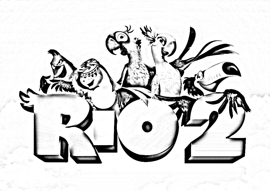 As personagens principais do Rio 2, com o logótipo, para imprimir