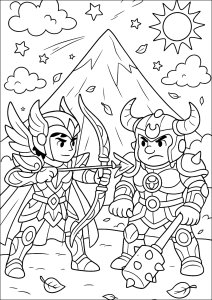 Duel Épico dos Cavaleiros do Zodíaco (Página de Os Cavaleiros do Zodíaco para colorir para crianças)