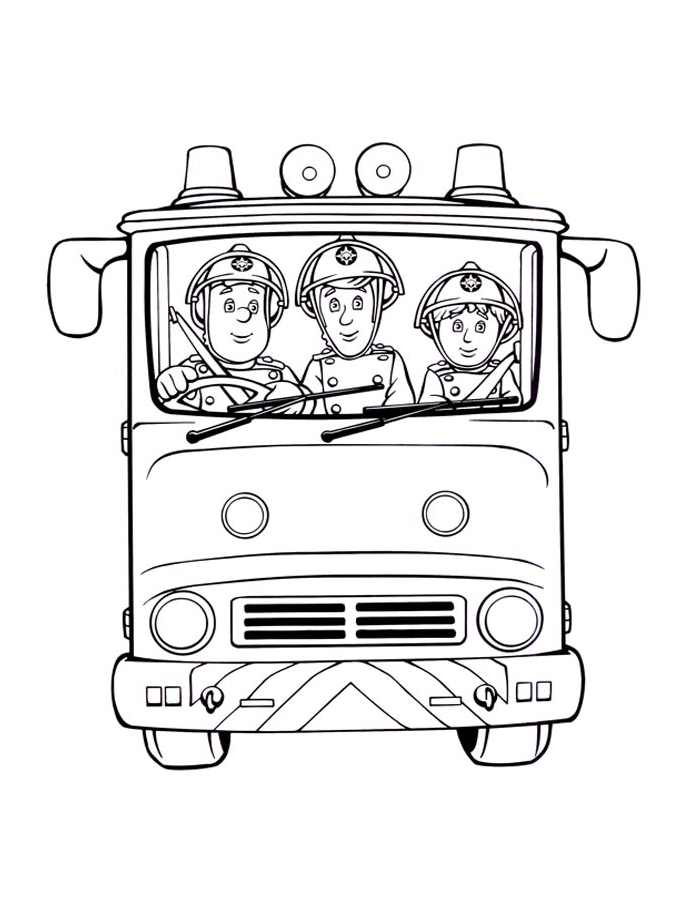 Coloriage de Sam, o bombeiro dans un camion Coloriage de Sam, o bombeiro dans un camion