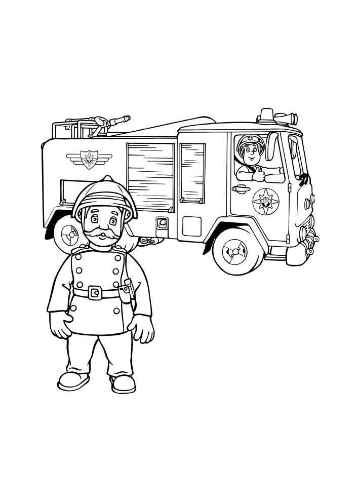 Bildergebnis für ausmalbild feuerwehrmann sam  Coloriage camion pompier,  Coloriage camion, Sam le pompier