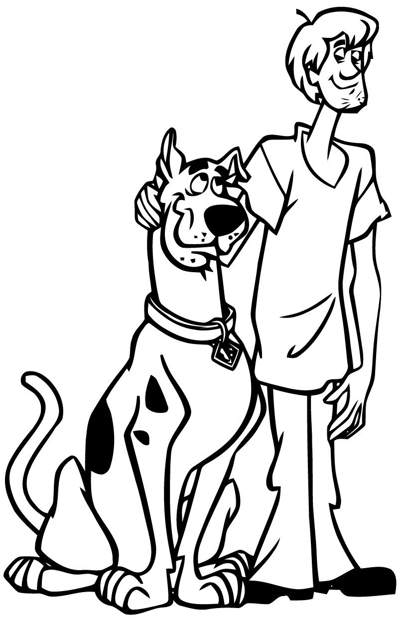 Incrível Scooby Doo para colorir, simples, para crianças