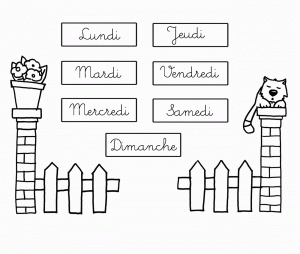 Semana dos dias : Desenho imprimível grátis dos dias da semana para colorir