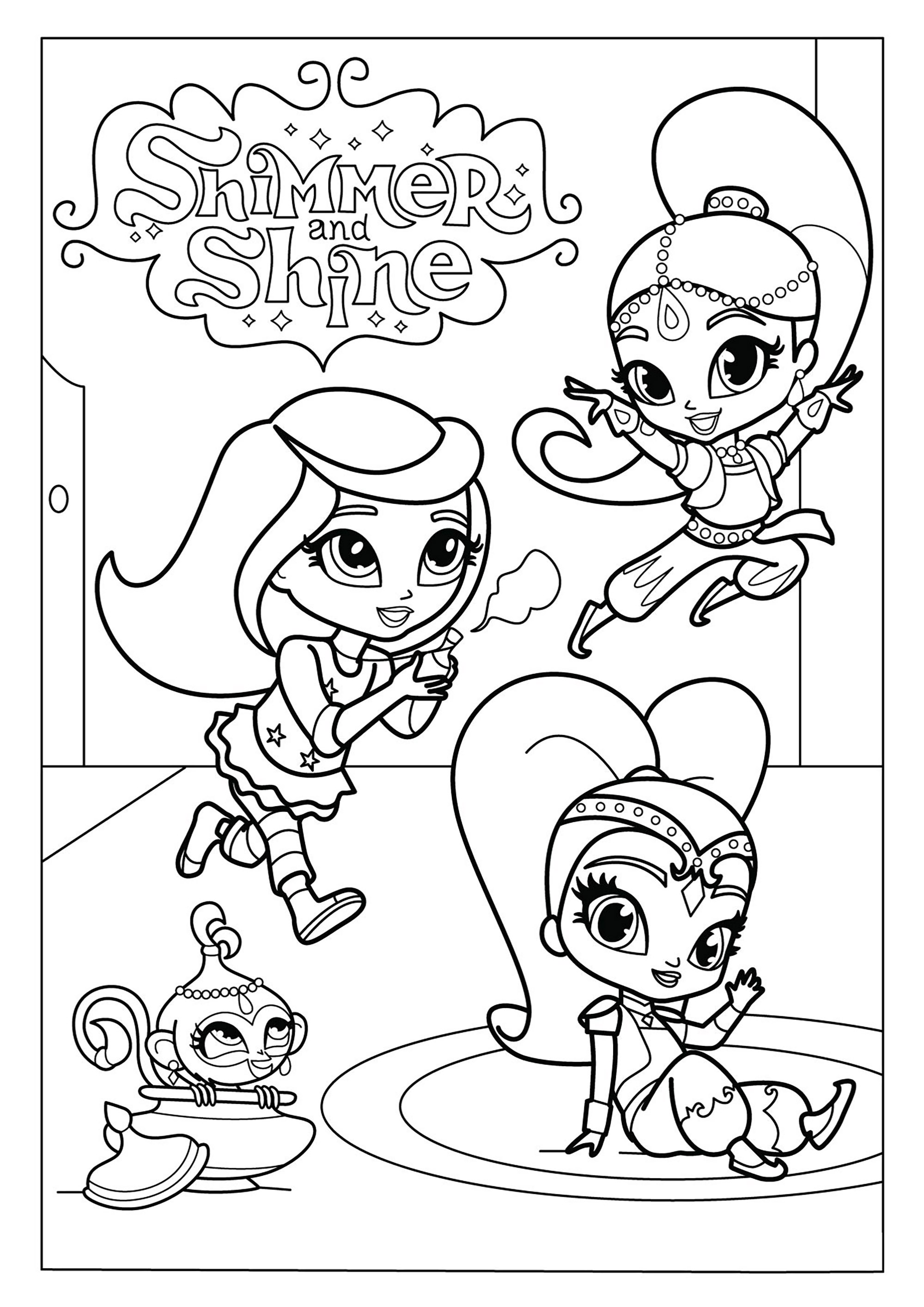 Colorir simples inspirado em Shimmer and Shine - Páginas de Shimmer And ...