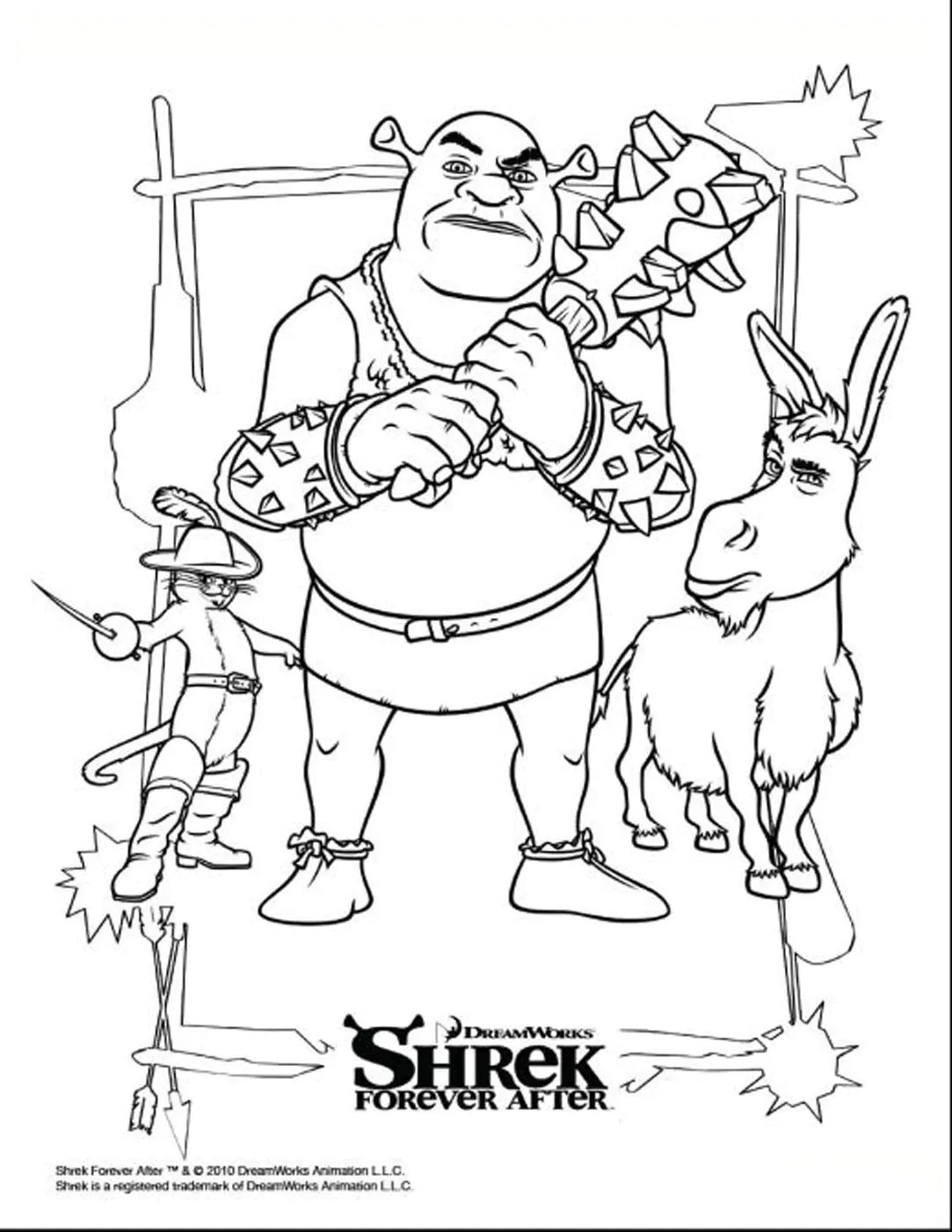 Páginas de coloração Shrek grátis (Página para colorir e imprimir para crianças)