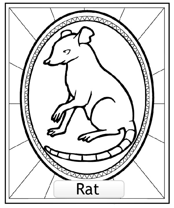 Livro para colorir Sinal da Astrologia Chinesa da RAT