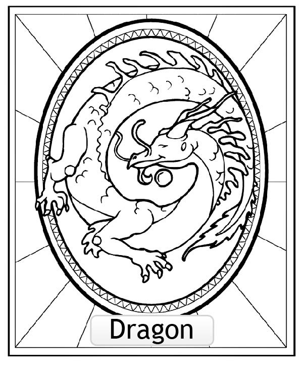 Livro para colorir Sinal da Astrologia Chinesa do DRAGON