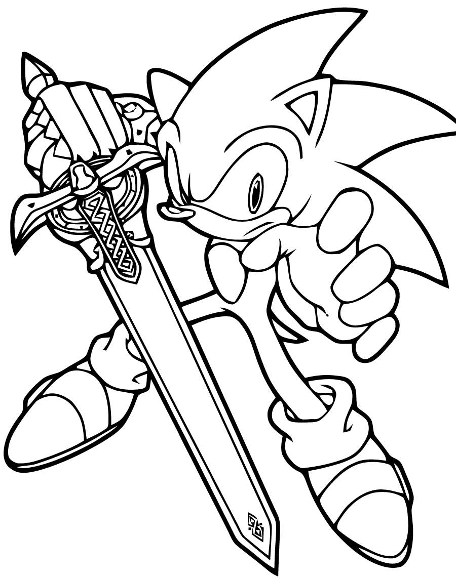 Desenho para colorir fácil de Sonic the Hedgehog para crianças