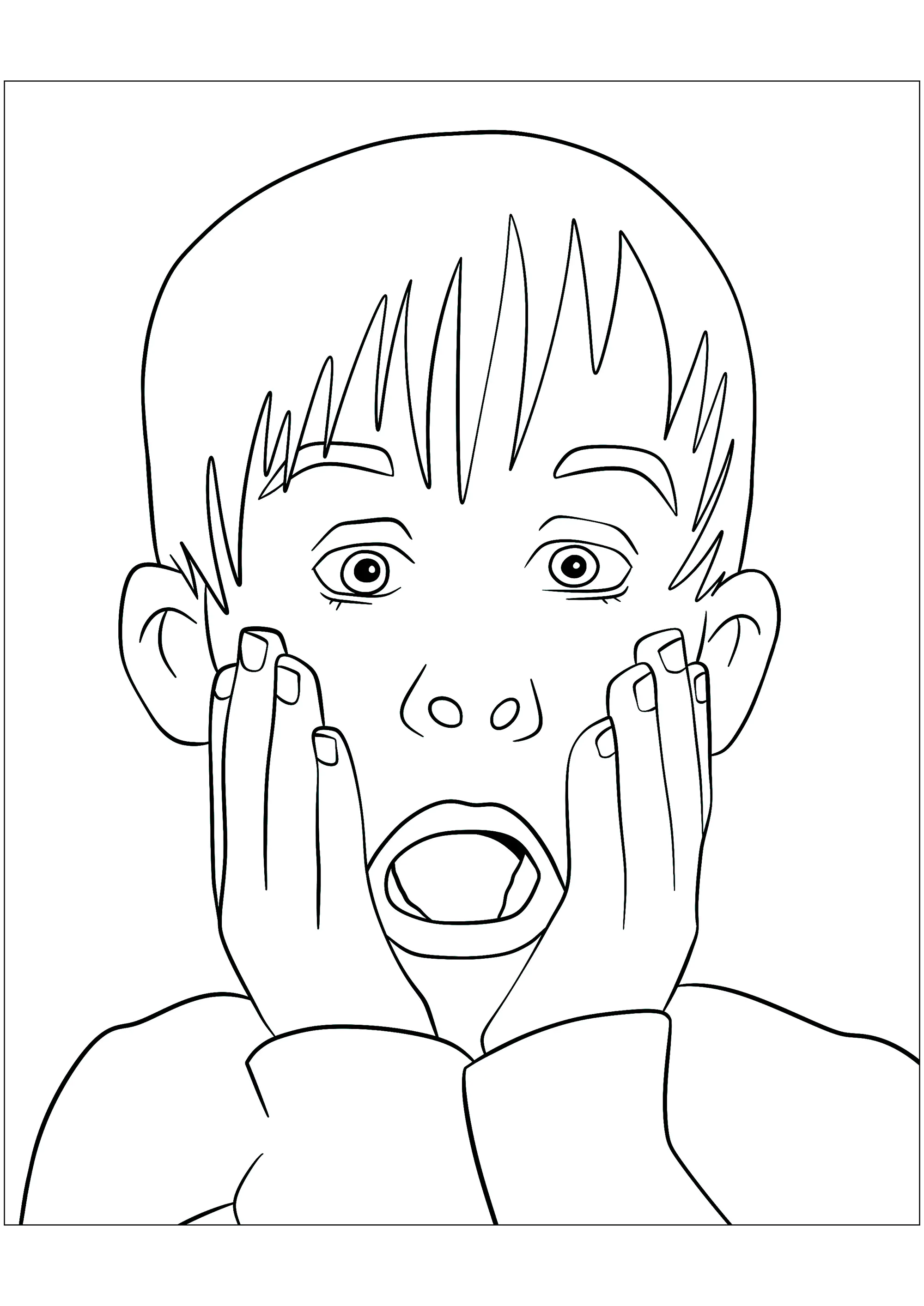 Desenho vectorizado simples de Kevin (Página de Sozinho em Casa para colorir e imprimir para crianças)