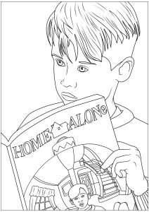 Página de Sozinho em Casa para colorir e imprimir para crianças : Leitura do Kevin