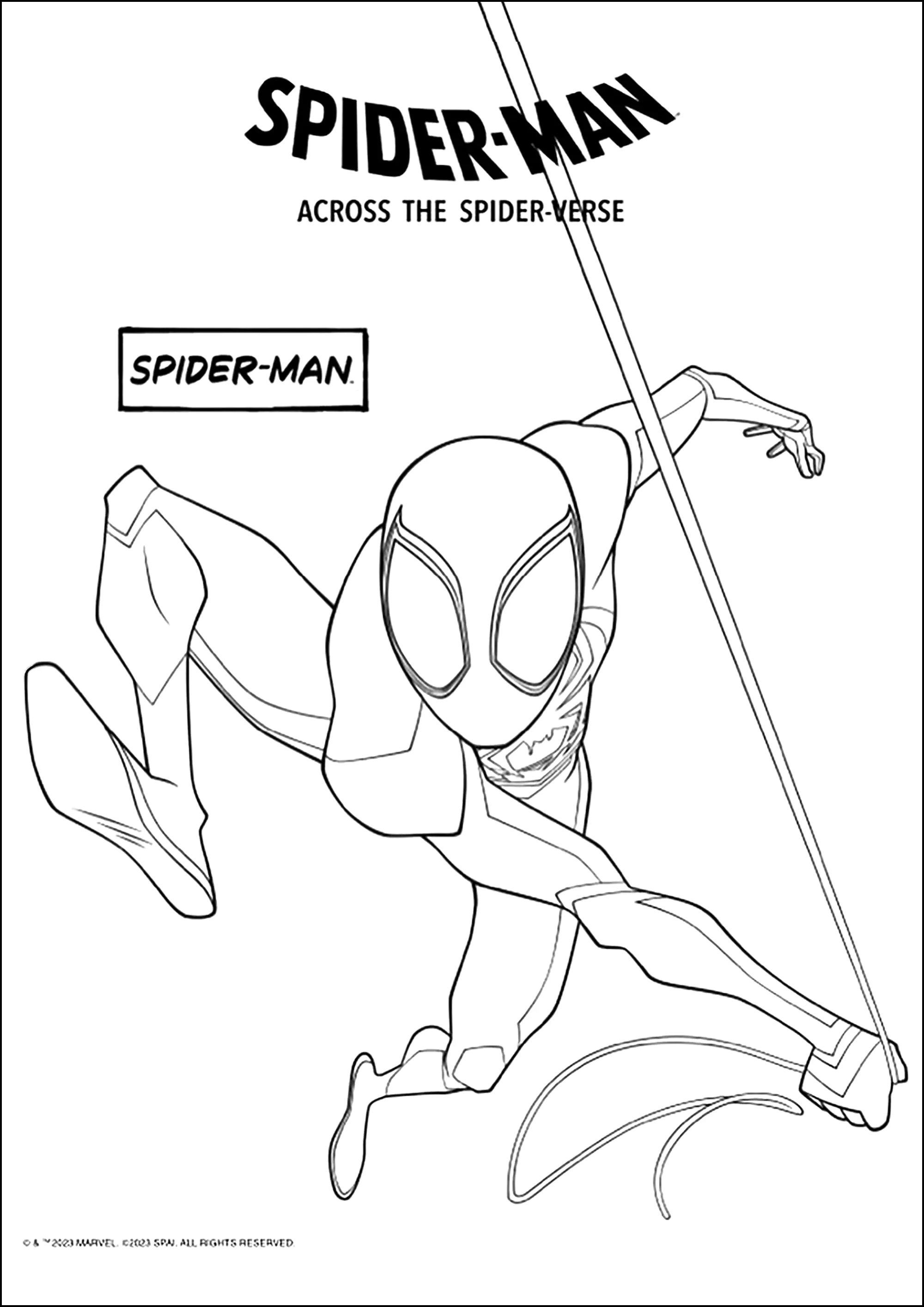 Homem-Aranha (Miles Morales) - Páginas de Spider-Man : Através do Aranha-Verso  para colorir para crianças, image size:2000x2828