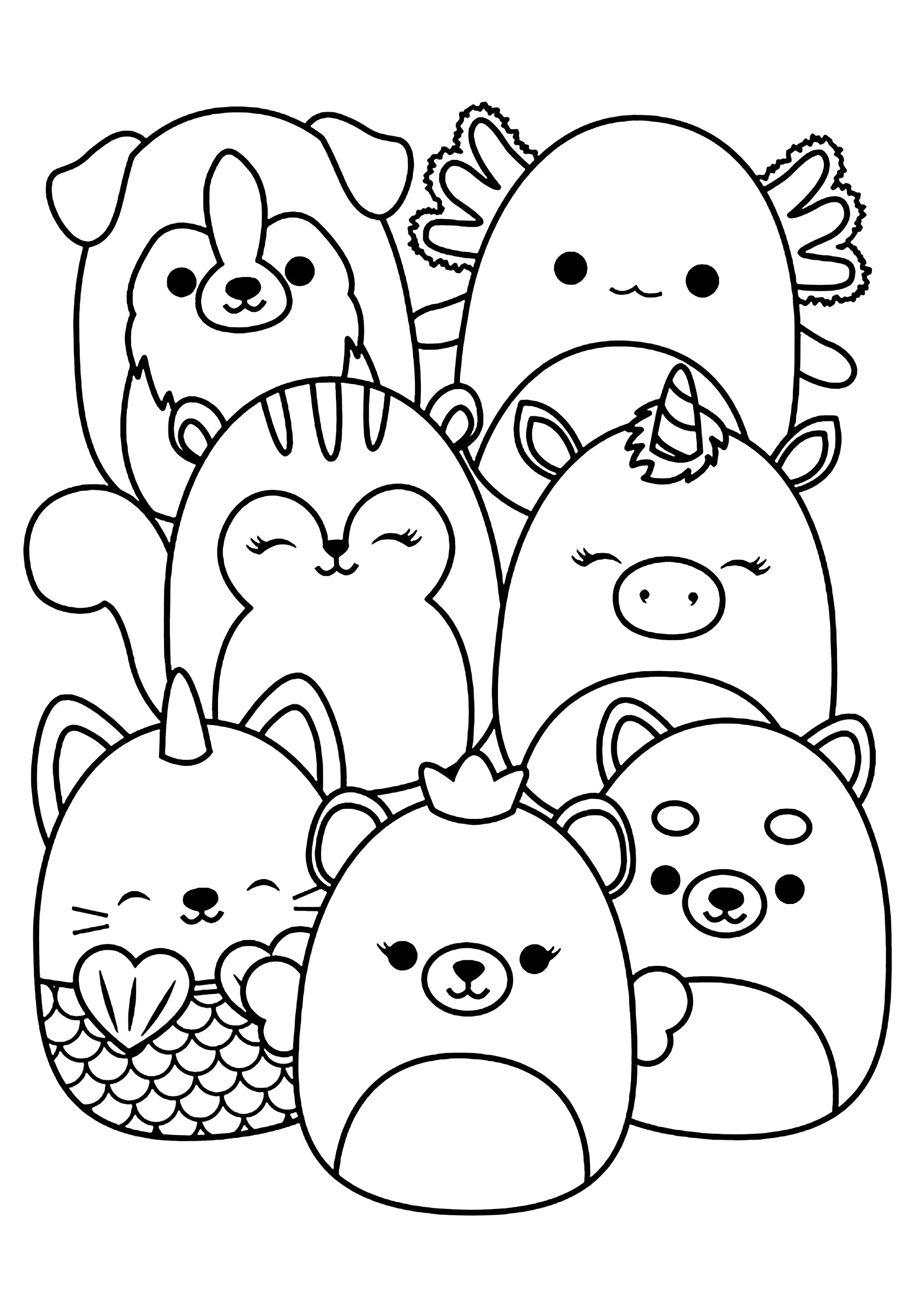 Diversos personagens Squishmallow - Páginas de Squishmallow para ...