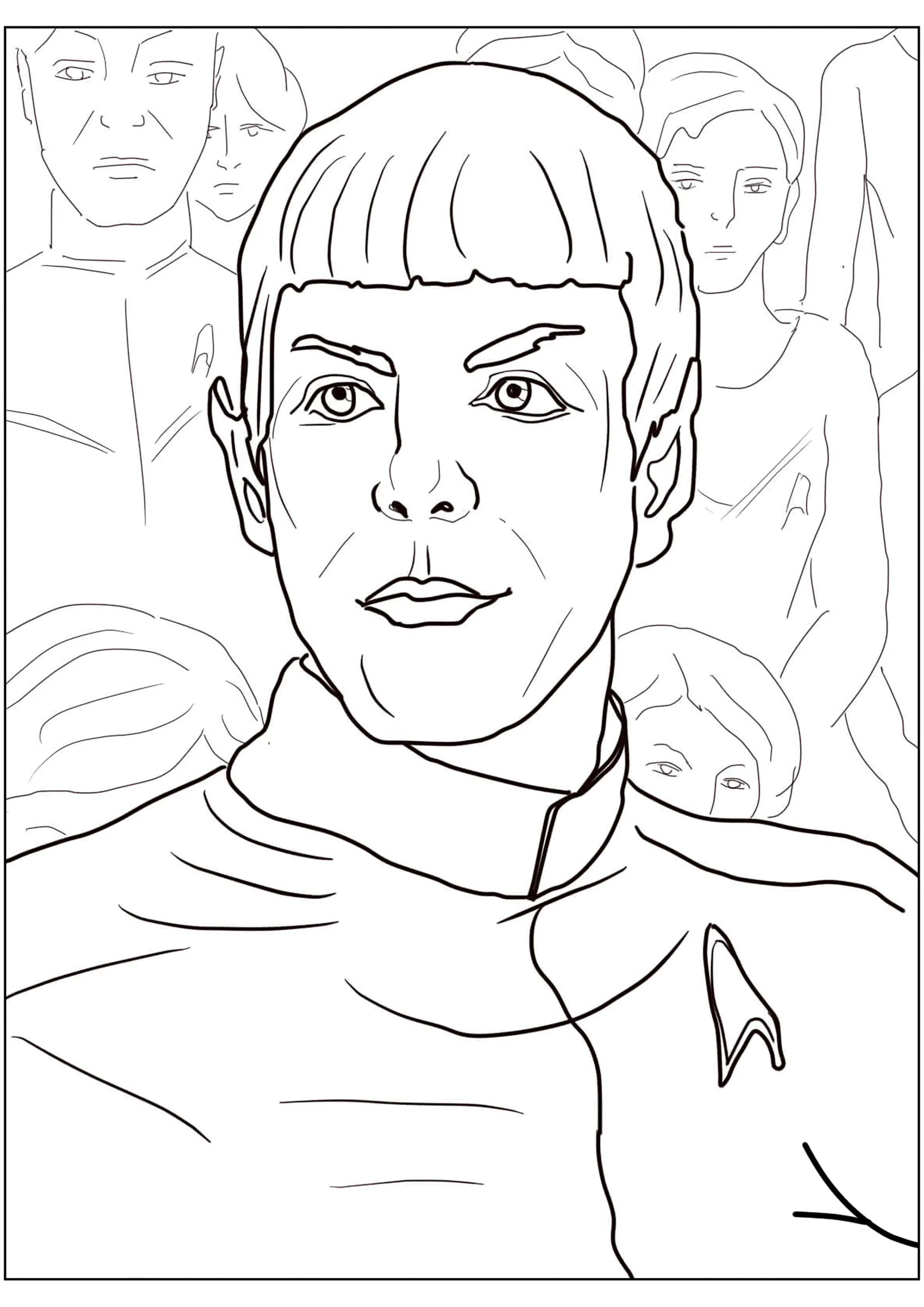 Spock interpretado por Zachary Quinto (Página de Star Trek para colorir e imprimir para crianças)