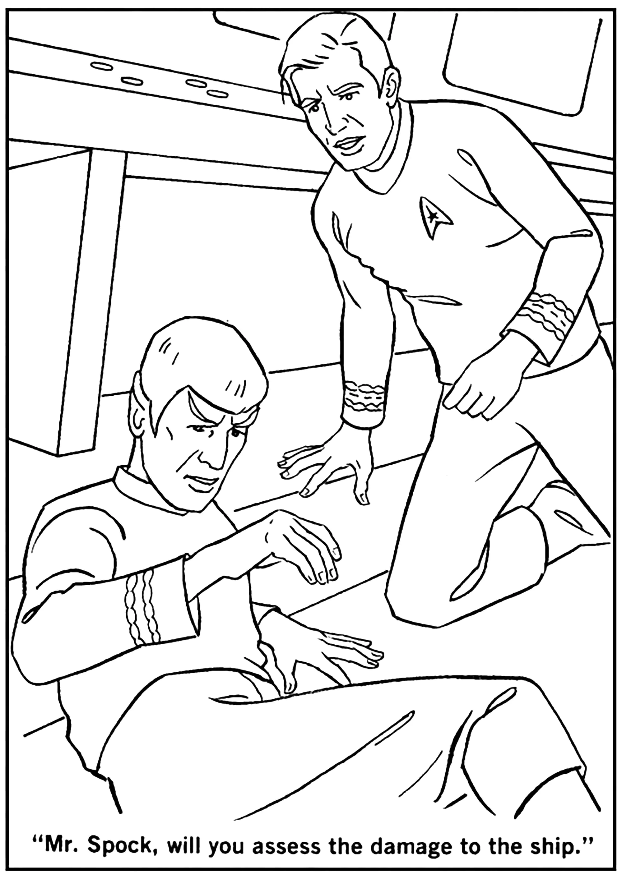 Spock e Kirk (Página de Star Trek para colorir e imprimir para crianças)
