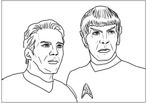 Página de Star Trek para colorir e imprimir para crianças : Retratos dos dois heróis: Spock e Kirk