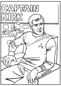 Star Trek : Páginas para colorir vintage com o Capitão Kirk