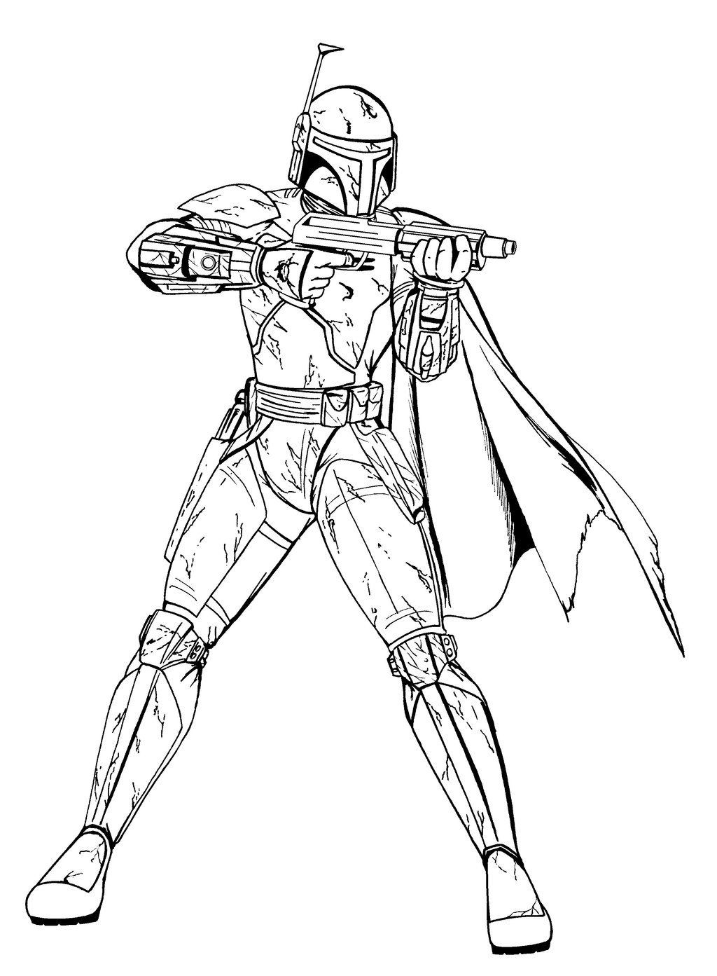 Desenho do Boba Fett para imprimir e colorir