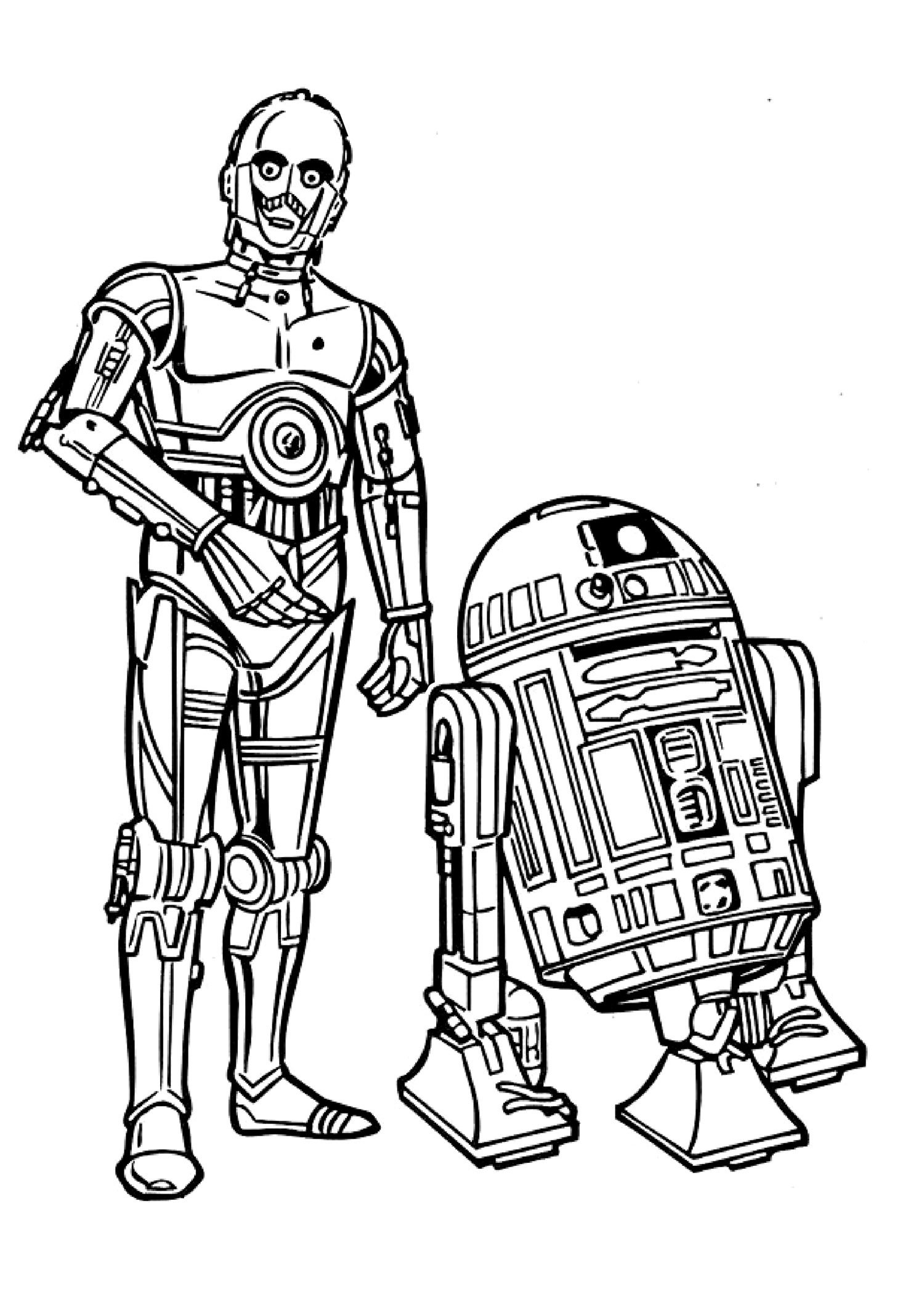 Desenho de C3PO e R2D2 para colorir