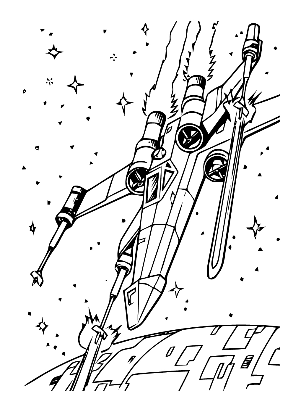 Página para colorir de X-Wing (Guerra das Estrelas)