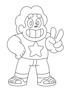 Página de Steven Universe para colorir e imprimir para crianças : Steven faz o sinal da vitória