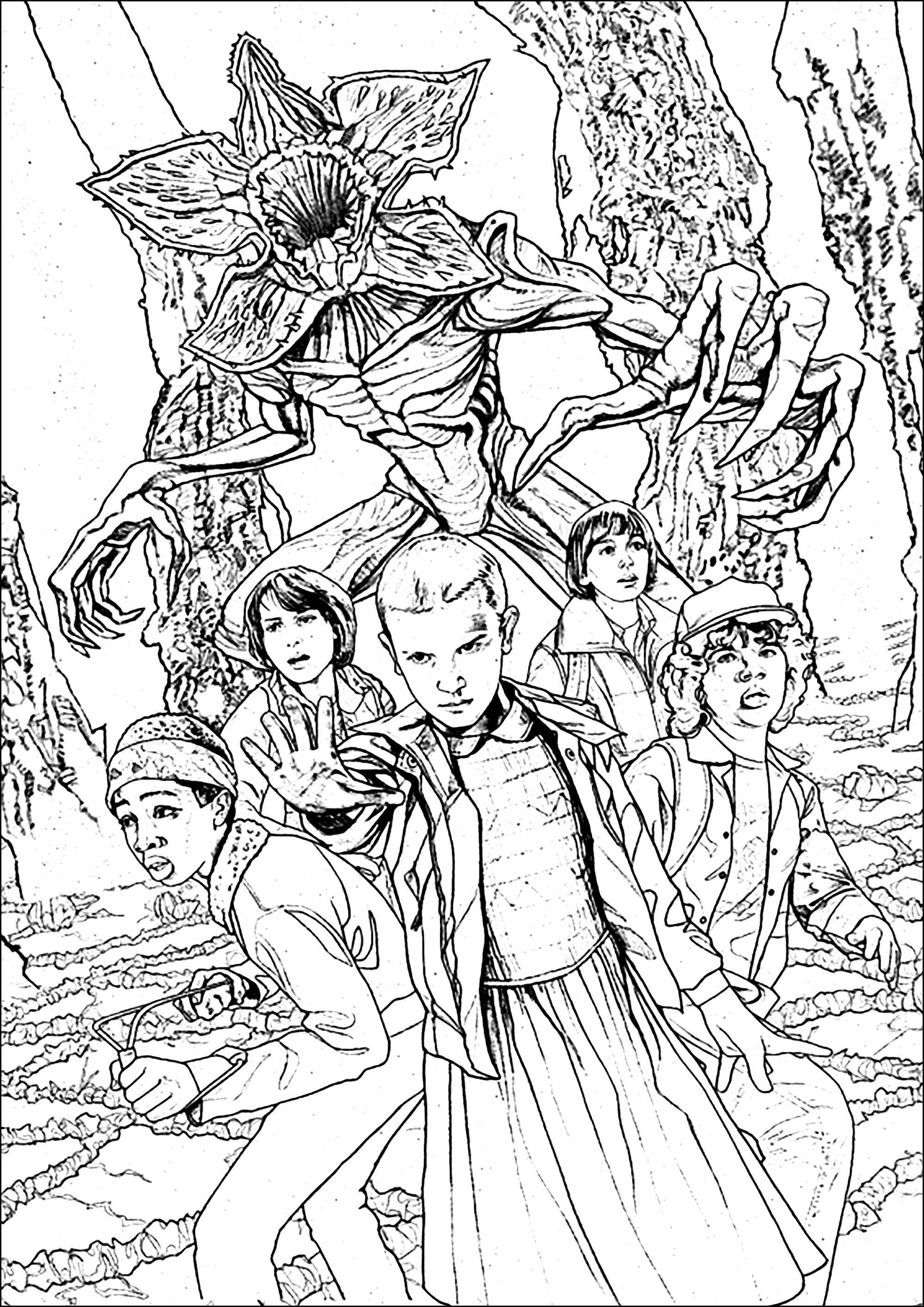 Desenhos para colorir gratuitos para crianças de stranger-things - Páginas  de Stranger Things para colorir para crianças, image size:2000x2828