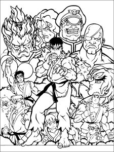 Desenhos para colorir para crianças de street-fighter (Página de Street Fighter para colorir para crianças)