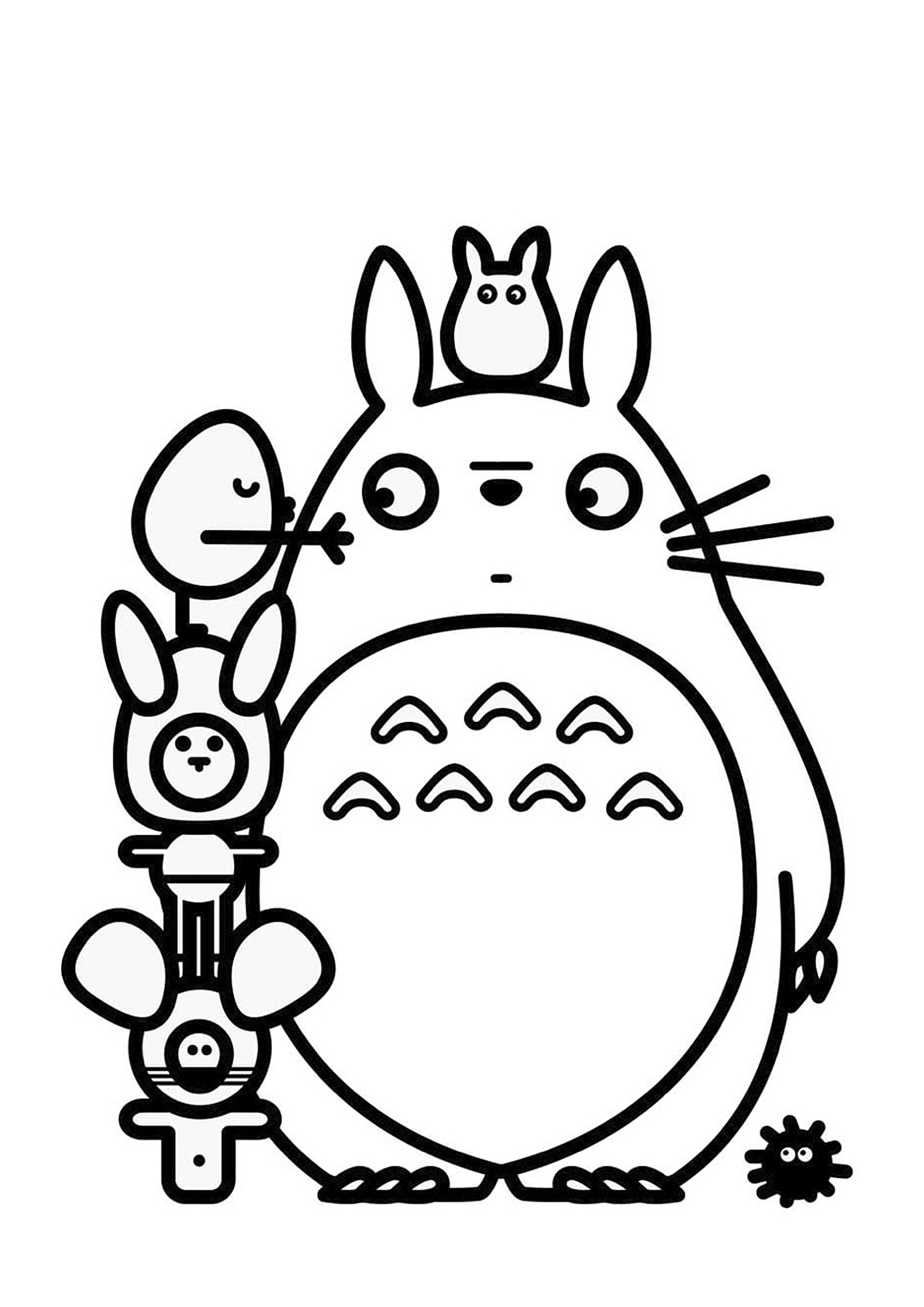 Páginas para colorir do Totoro com linhas grossas. Totoro é uma personagem fictícia criada em 1988 por Hayao Miyazaki do Studio Ghibli para o filme O Meu Vizinho Totoro.