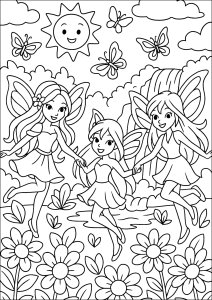 No país das Fadas Alegres (Página de Tarifas para colorir para crianças)