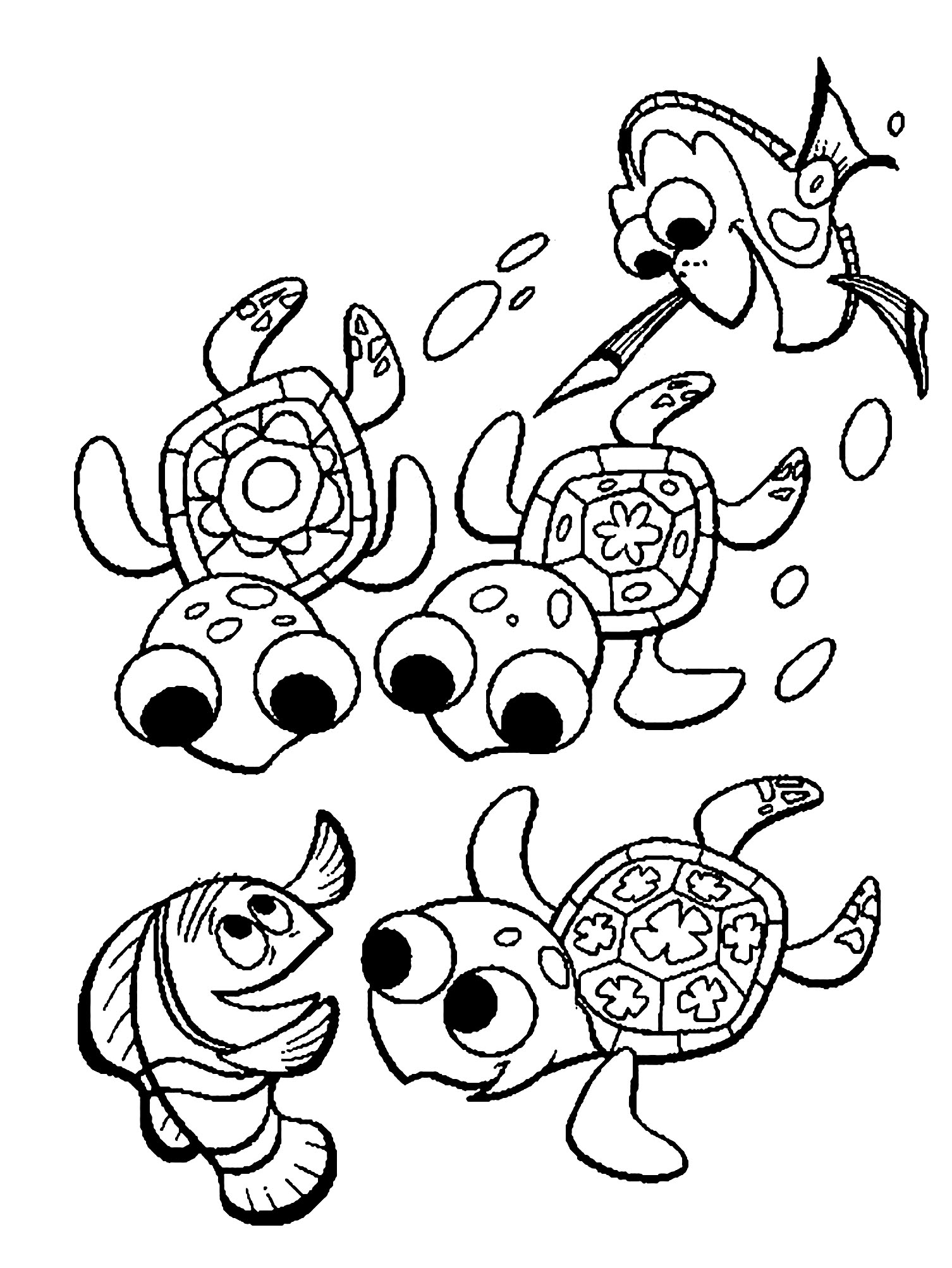 Desenho de tartarugas para colorir, fácil para crianças