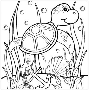 Desenho livre de tartarugas para imprimir e colorir