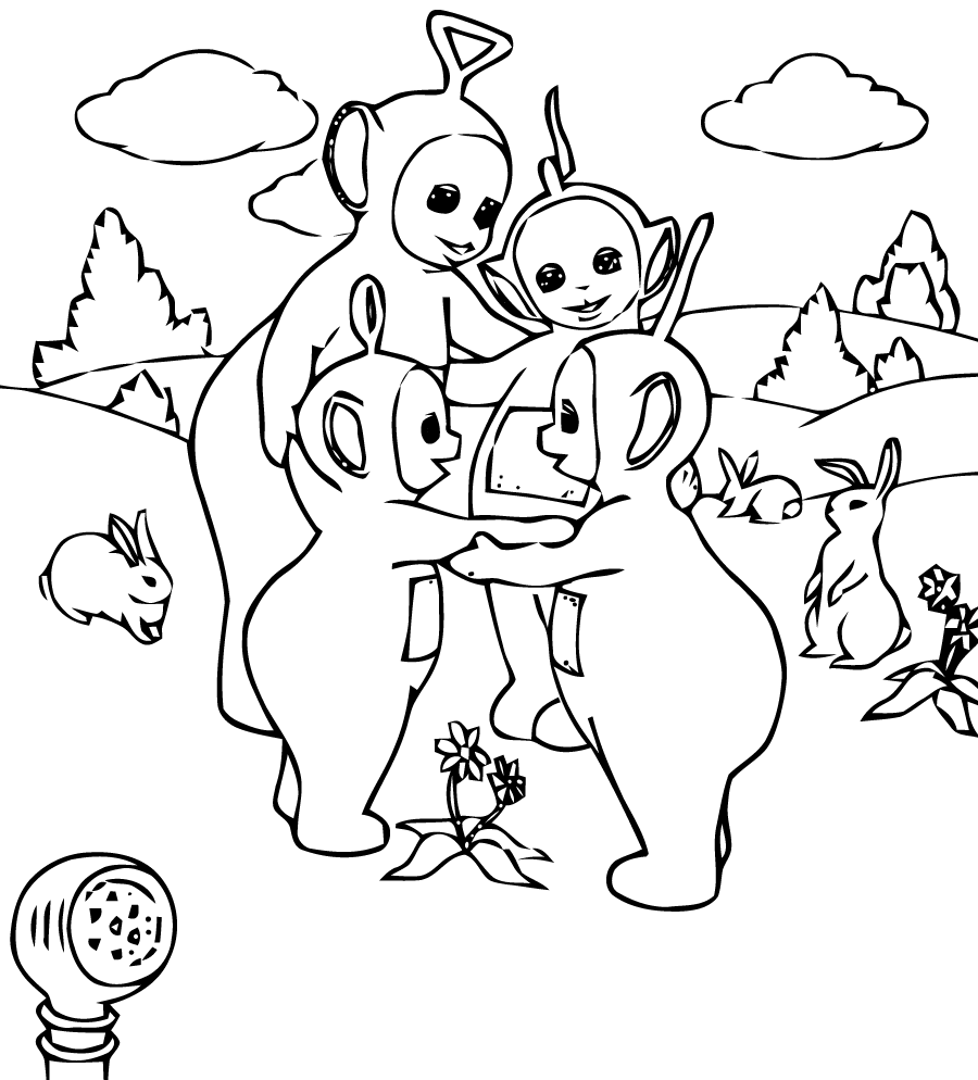 Os nossos 4 Tele. Tubbies para colorir