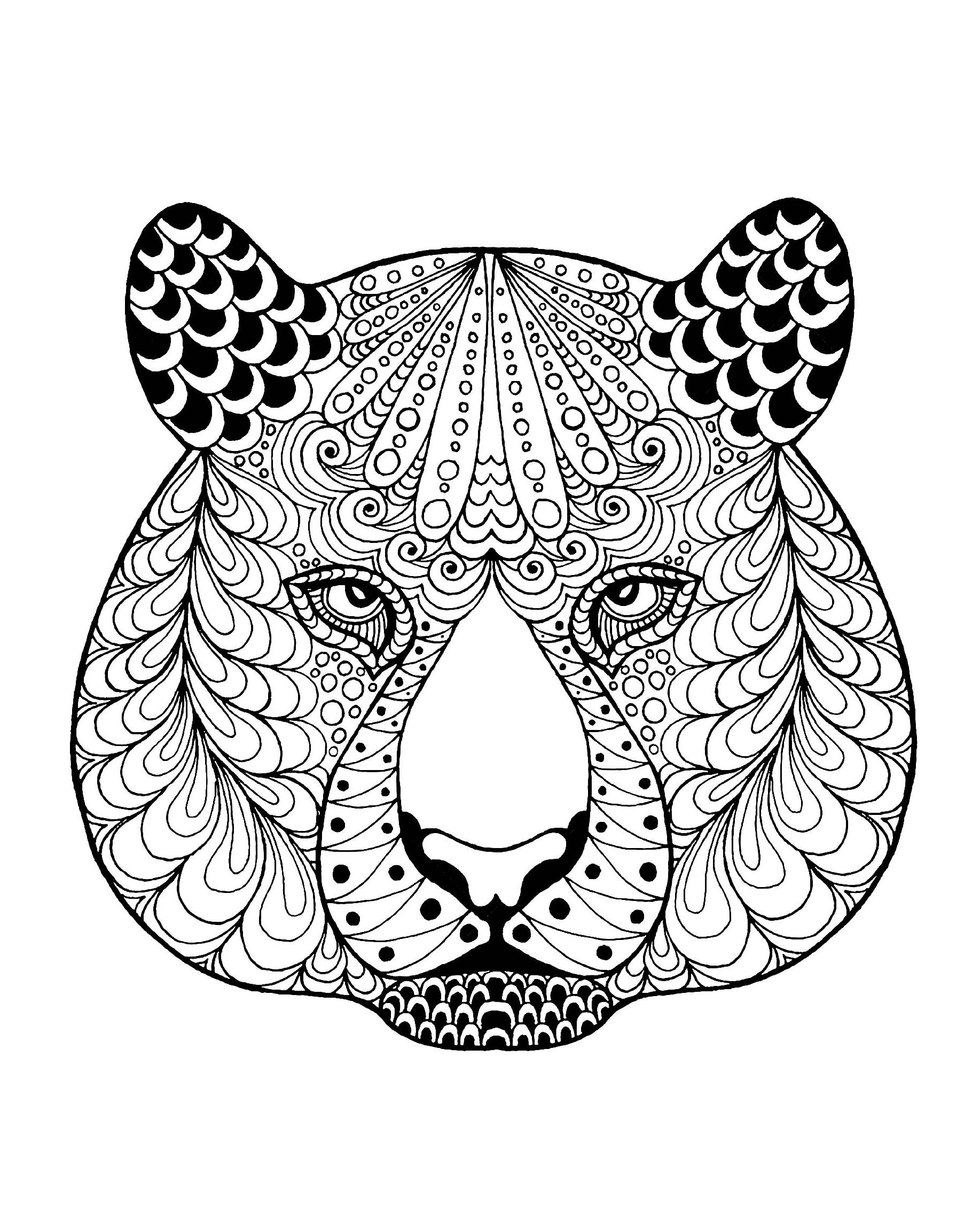 Cabeça de tigre para colorir, Artista : Safiullina   Fonte : 123rf