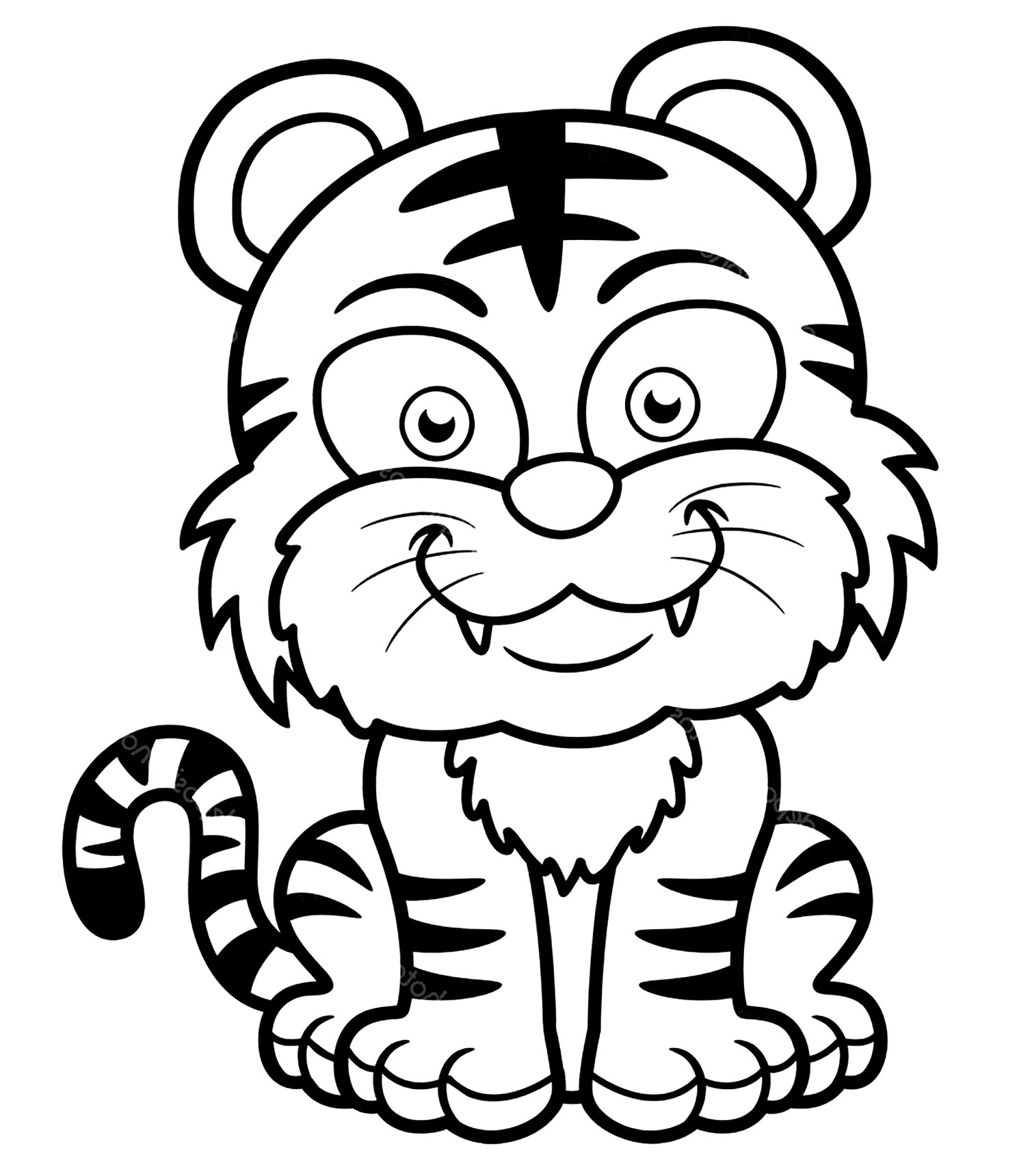 Imagem de tigre de fácil coloração para crianças