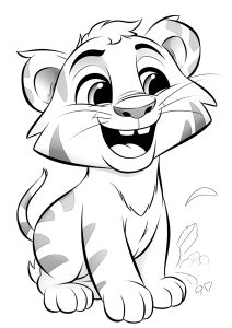 Página de para colorir e imprimir para crianças : Tigre giro