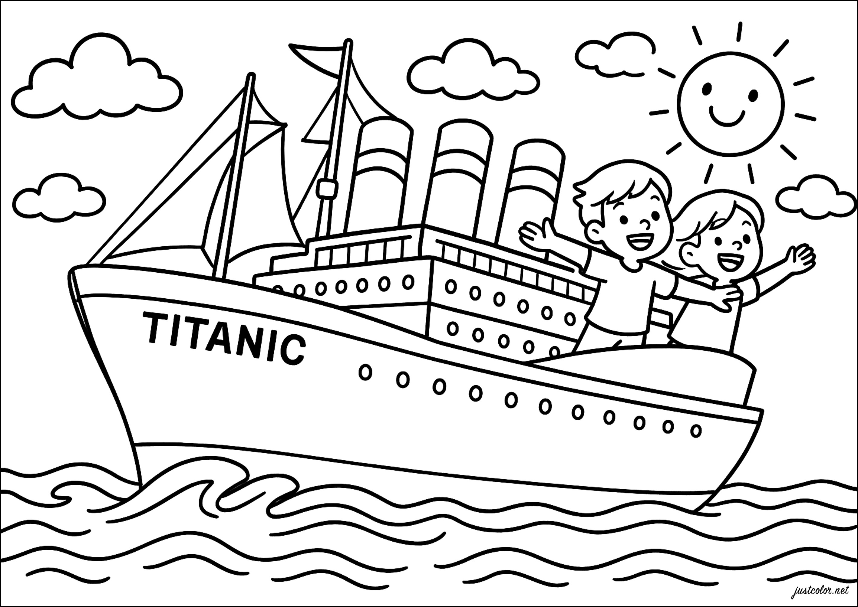 - Páginas de Titanic para colorir para crianças
