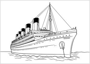 Página de para colorir e imprimir para crianças : O Titanic a navegar tranquilamente