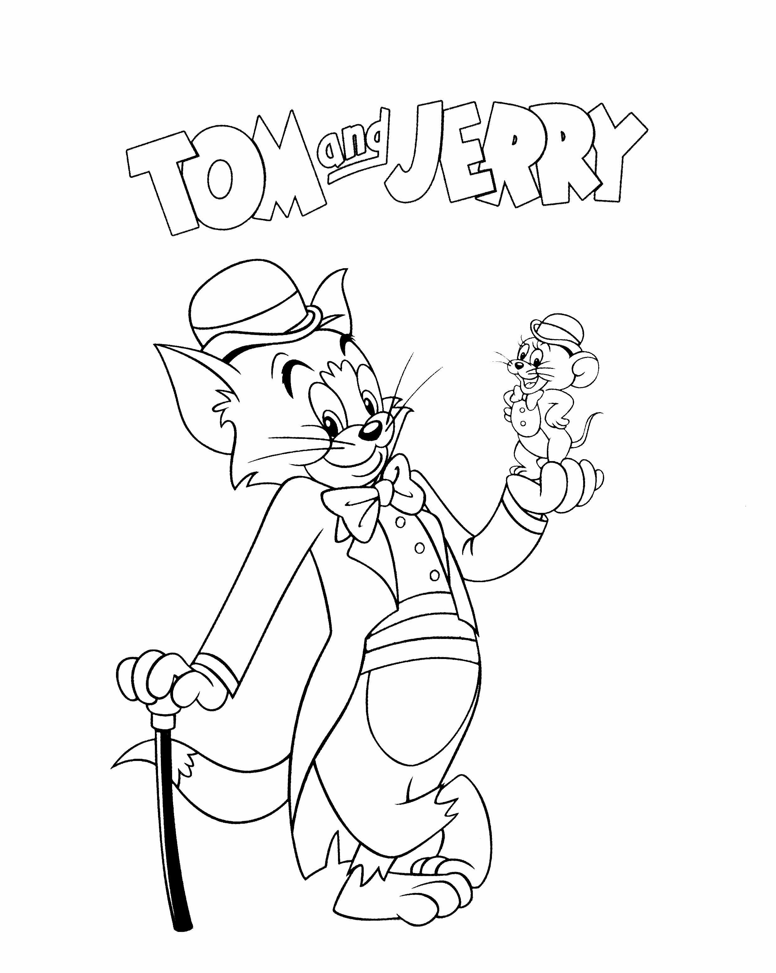 Tom & Jerry muito elegante e amigável nesta página de coloração