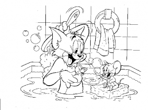 Desenho livre de Tom e Jerry para imprimir e colorir