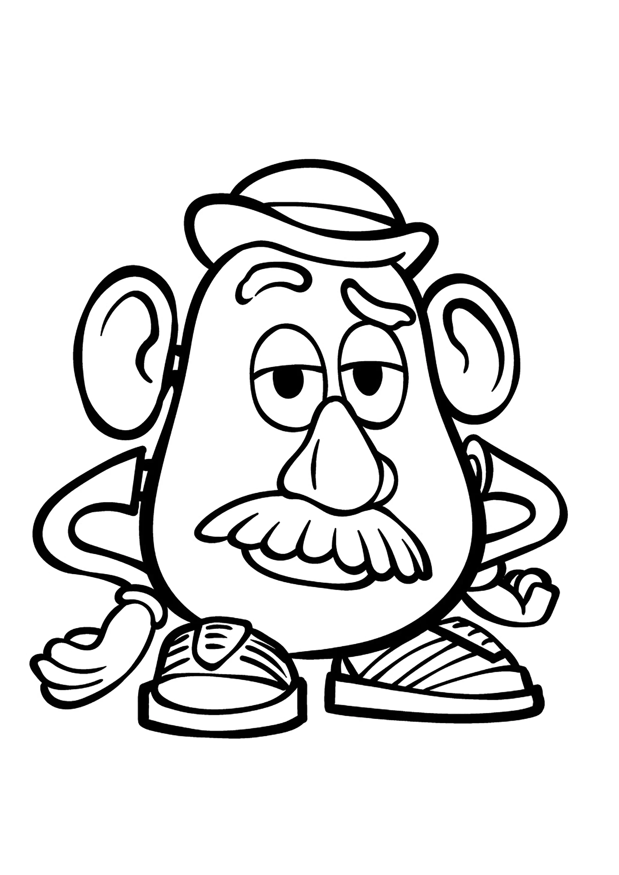 O simpático Sr. Cabeça de Batata do Toy Story (Página para colorir e imprimir para crianças)