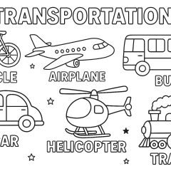 Páginas de Transporte para colorir e imprimir para crianças