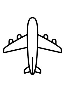 Desenho muito simples de um avião com 4 motores
