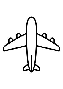Página de Transporte para colorir e imprimir para crianças : Desenho muito simples de um avião com 4 motores