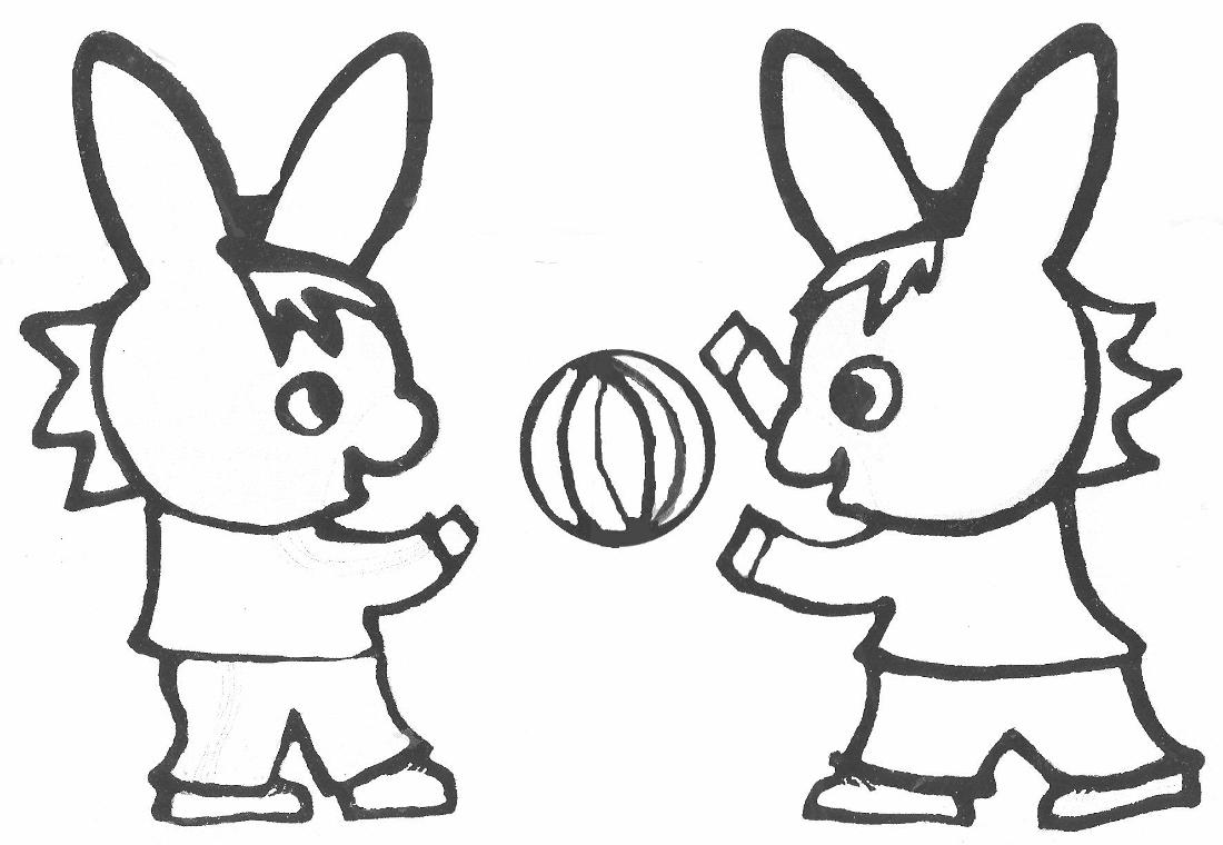 Coloração para crianças de Trotro e o seu amigo a jogar à bola