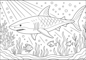 Senhor dos Abismos (Página de Tubarões para colorir para crianças)