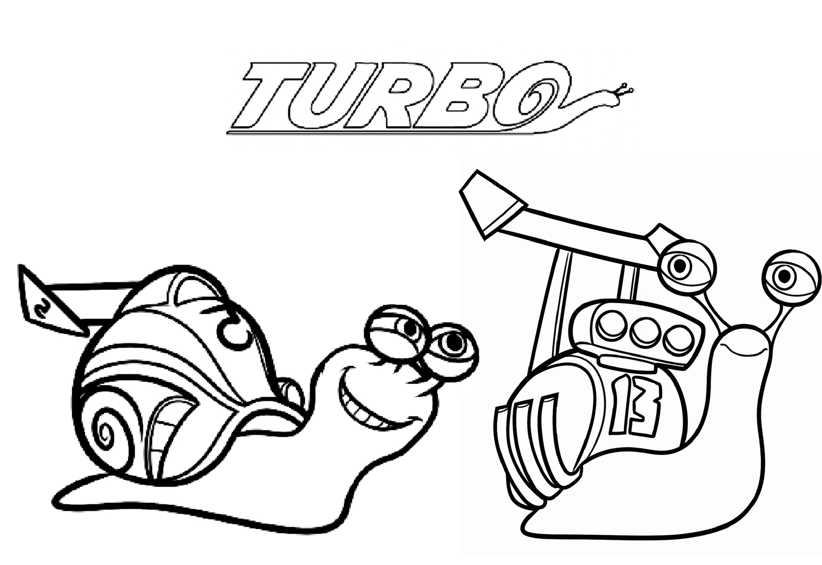 Desenhos do Turbo para Colorir e Imprimir - Filme Turbo