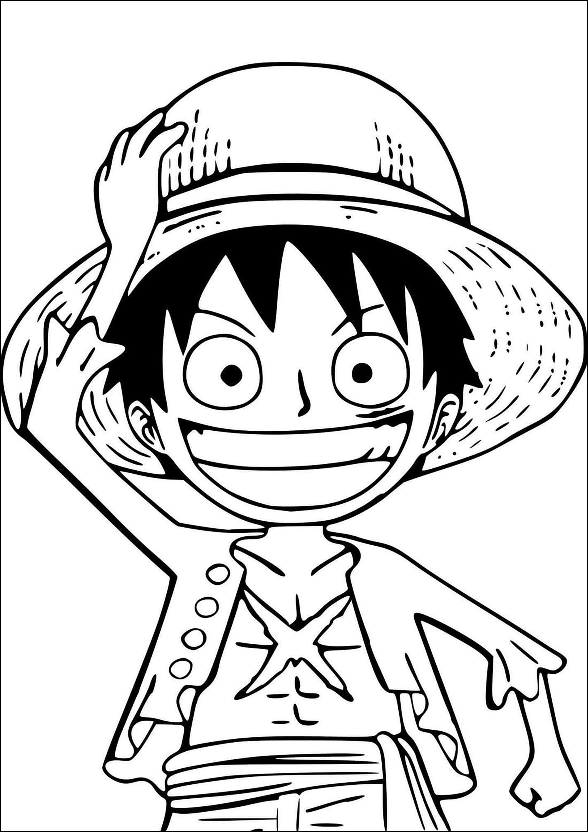 Monkey D. Luffy.  Desenhos preto e branco, Coisas simples para desenhar,  Desenho de uma peça