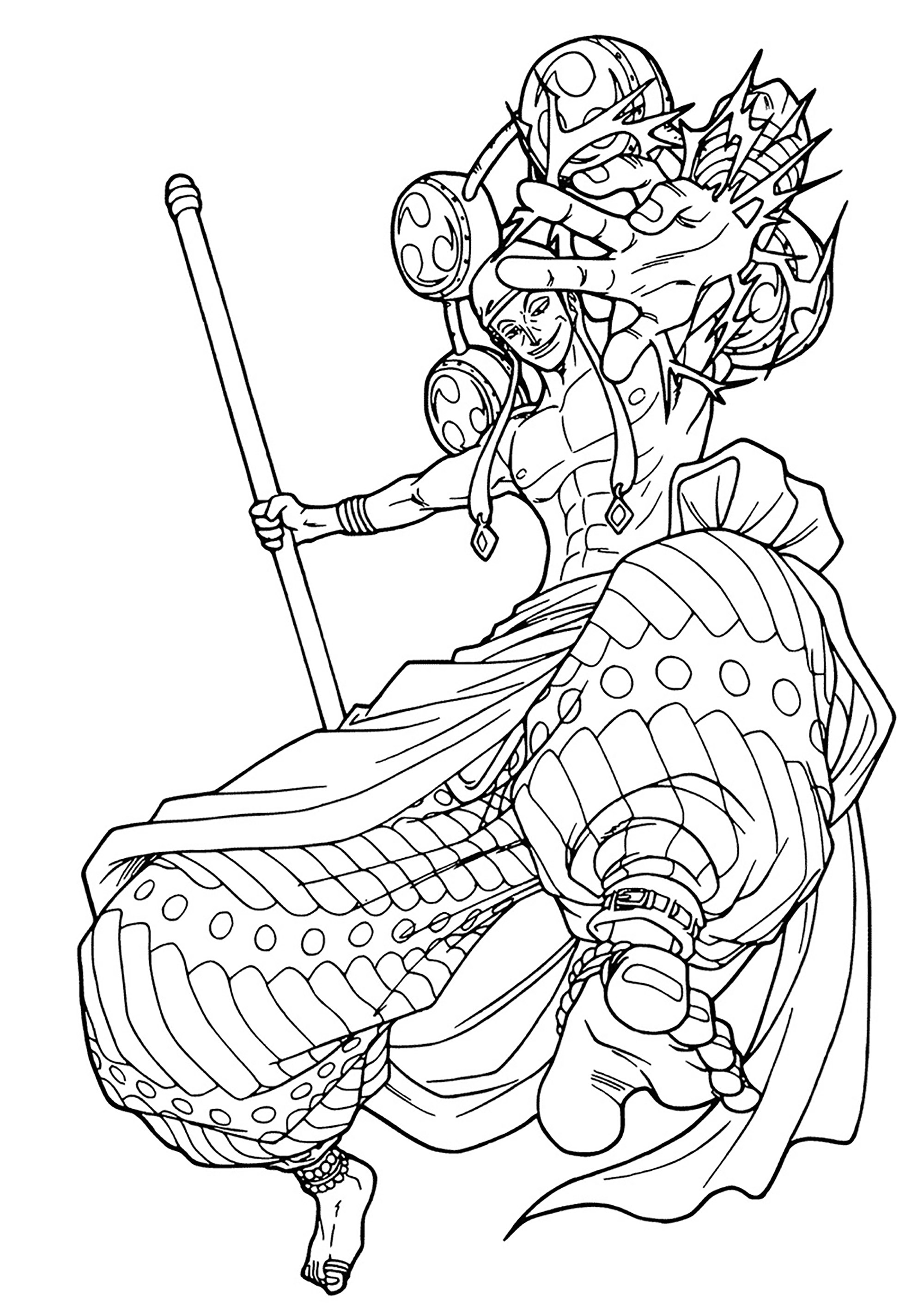 Página de One Piece para colorir para crianças : Shanks, capitão do Équipage du Roux Página de One Piece para colorir e imprimir para crianças : Shanks, capitão do Équipage du Roux
