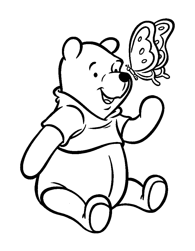 O urso preferido das crianças com uma borboleta