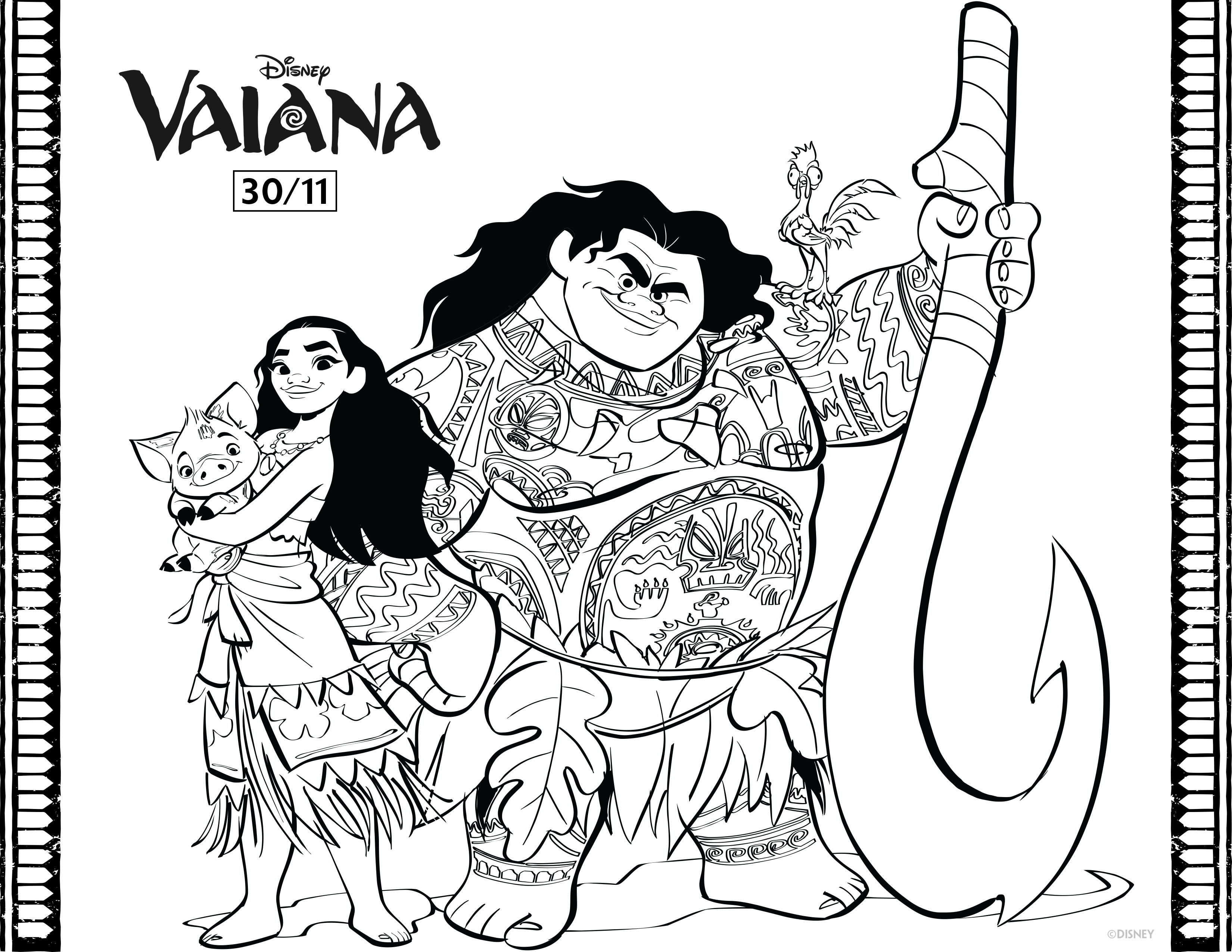 Desenho livre de Vaiana (Disney / Pixar) para descarregar e