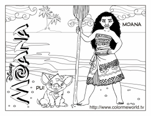 Imagem de Vaiana (Moana) para descarregar e colorir