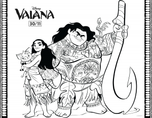 Desenho livre de Vaiana (Disney / Pixar) para descarregar e colorir